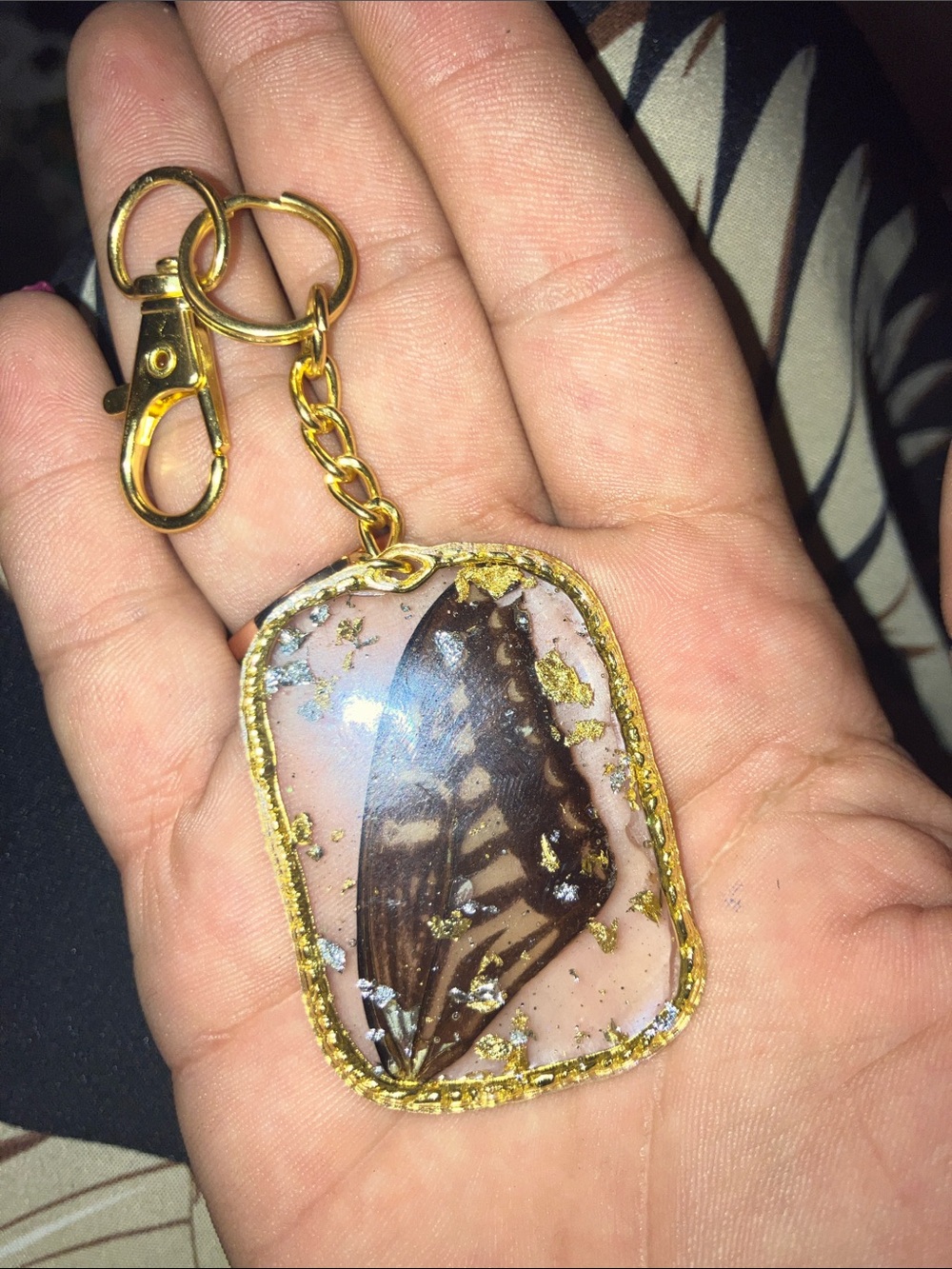 real butterfly wing keychain/ charm- rectangle